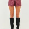 Vegan Leather Mini Skort Western Chic Split Front